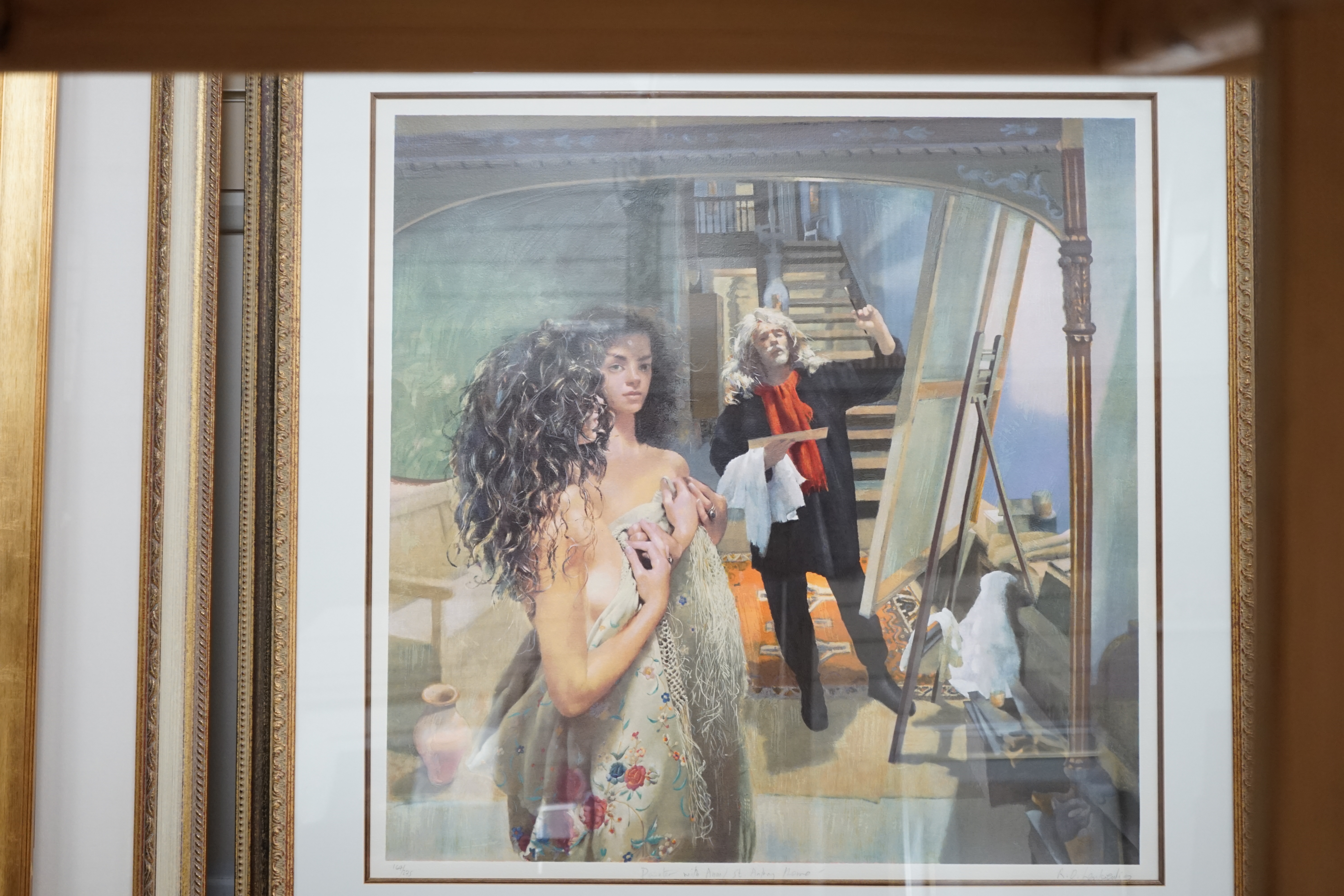 Robert Lenkiewicz (1941-2002), offset lithograph, 'Painter with Anna, St Anthony Theme', signed in pencil and titled, 164/275, 72 x 72.5cm. Condition - good